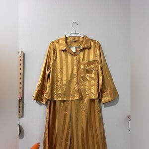 Free People Intimately Gold
Yellow Stripe Satin Pajama PJ
Robin Set